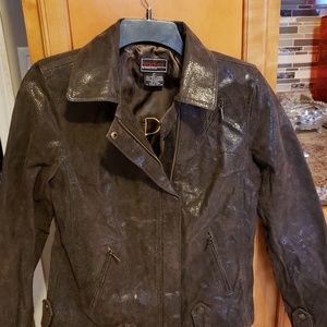 Bradley Bayou Leather Croc Embossed Moto Jacket